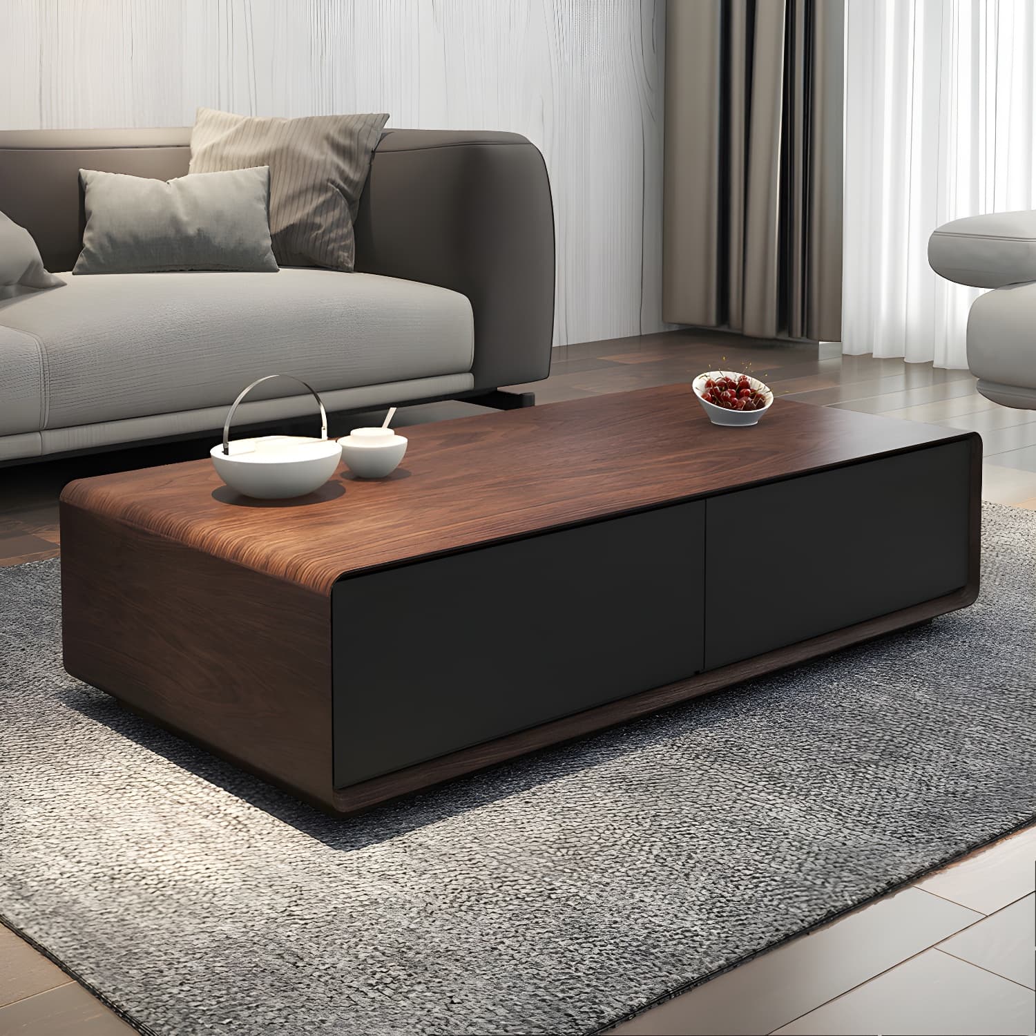 Modern Style Rectangular Wooden Table Abstract Base Coffee Table - image 4