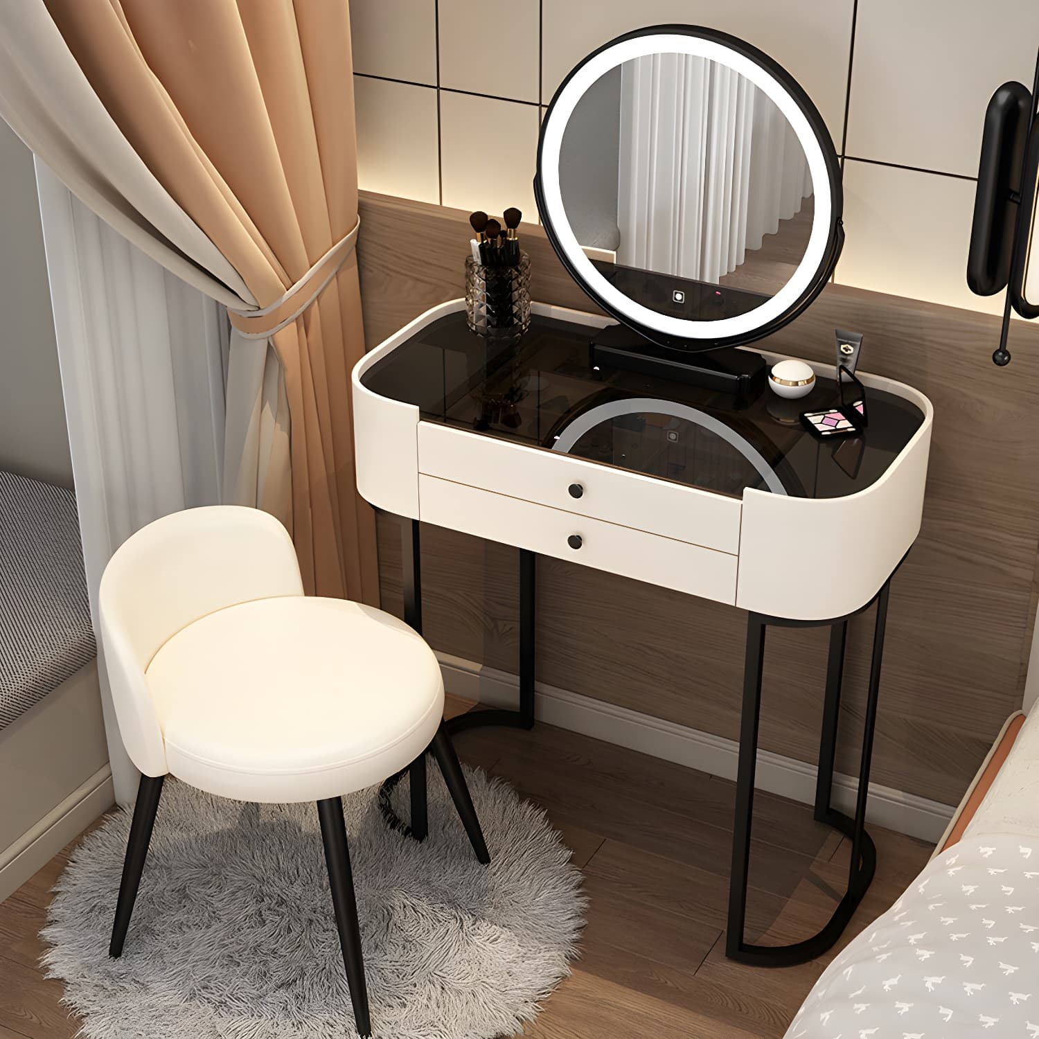Contemporary Bedroom Makeup Vanity Desk Stone Vanity Dressing Table - image 7