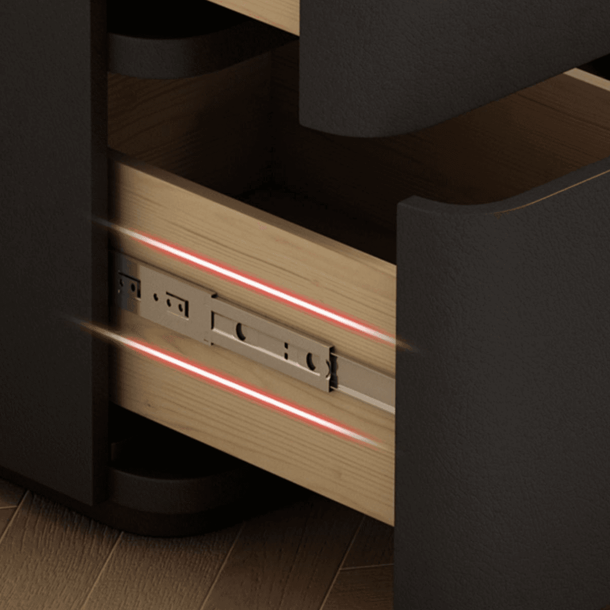 Minimalist Drawer Storage Nightstand with 3 Drawers and Artificial Leather Countertop - image 9