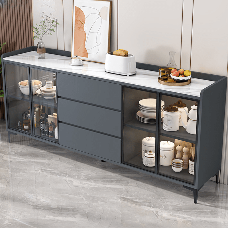 Standard/Narrow/Wide Oven Cabinet with 3 Drawers, Cupboard, Cabinets Storage, Sintered Stone Countertop, Glass-panel Door, and Flexible Shelf - image 5