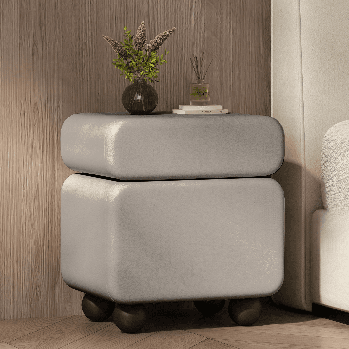 Modish Nightstand With Drawer Organization Featuring 1 Drawer, 1 Cabinet, Right Orientation, and Lumber Countertop - image 5