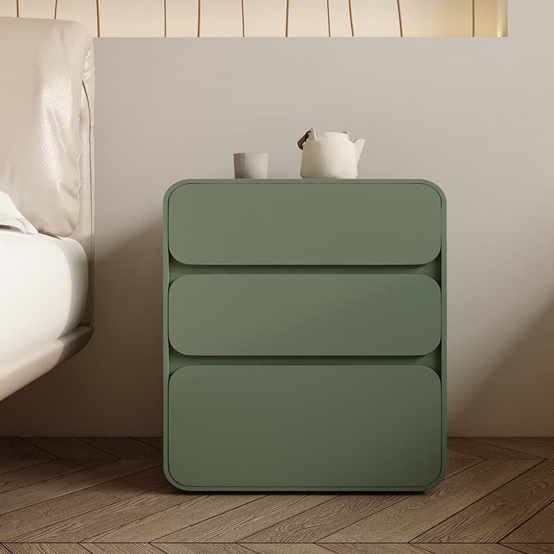 Organic Modern Coffee Pu Leather Nightstand With Drawer Organization, 1 Piece - image 4