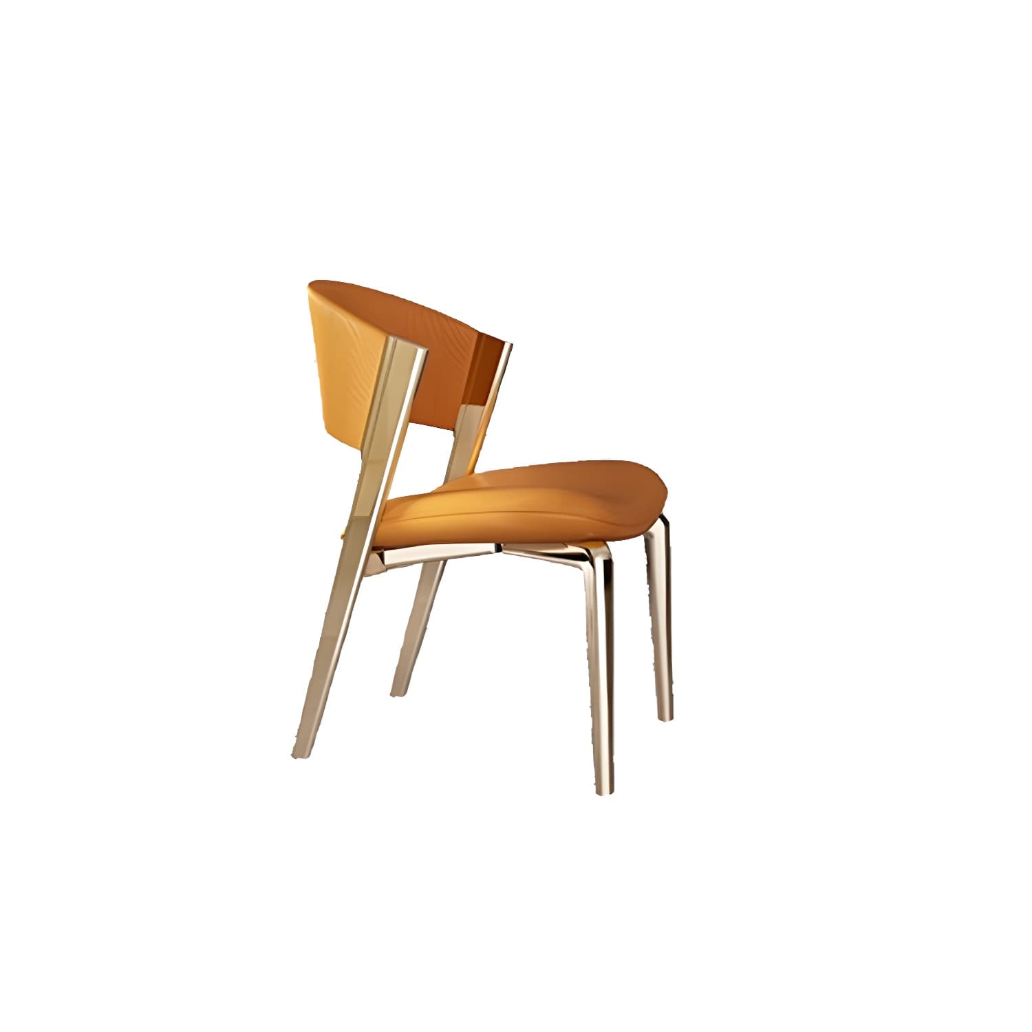 Glam Faux Leather Side Chair with Brass/Gold Legs and Open Back for Kitchen & Dining - image 12