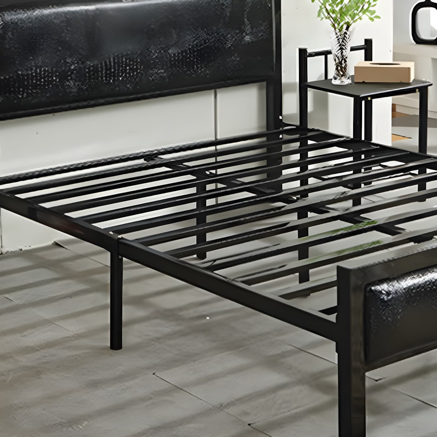 Contemporary Metal Standard Bed, Panel Rectangular Headboard Bed - image 10