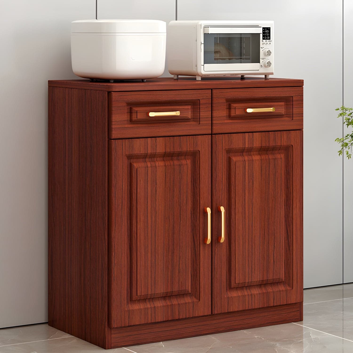 Modern Wood Sideboard Credenza with Drawers and Interior Shelves - image 3