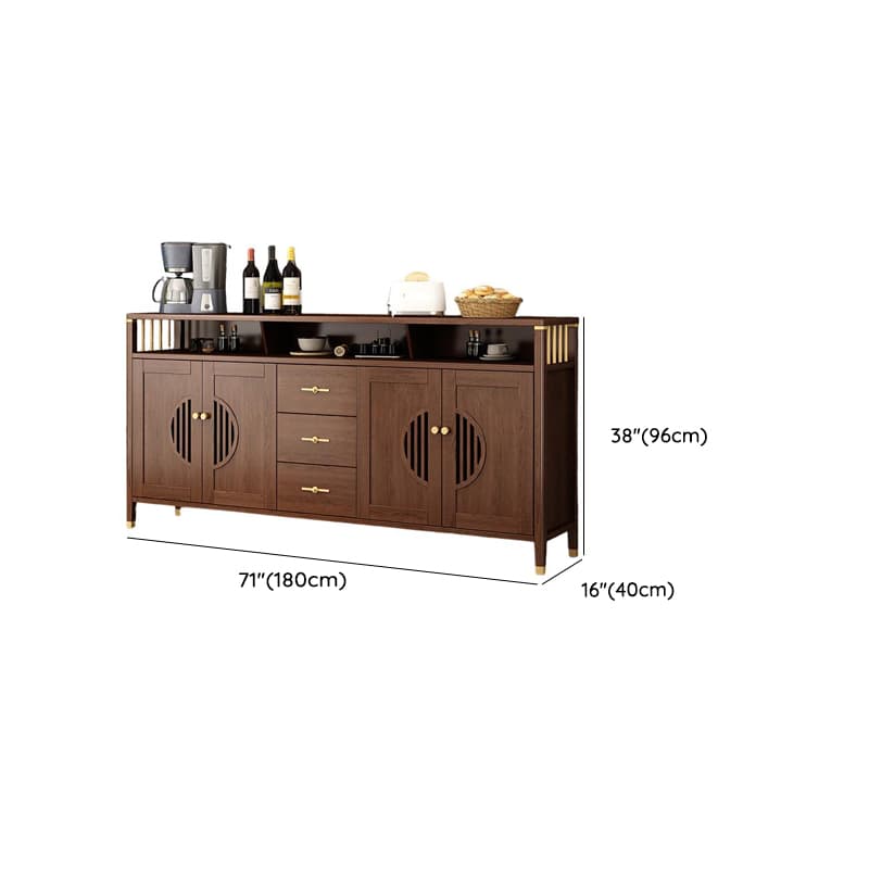 Espresso Standard/Wide/Narrow Timber Sideboard with 4 Doors/3 Doors/2 Doors, Adaptable Shelf and Pantry Hutch, 3 Drawers/6 Drawers/2 Drawers Included/Not Included - image 22