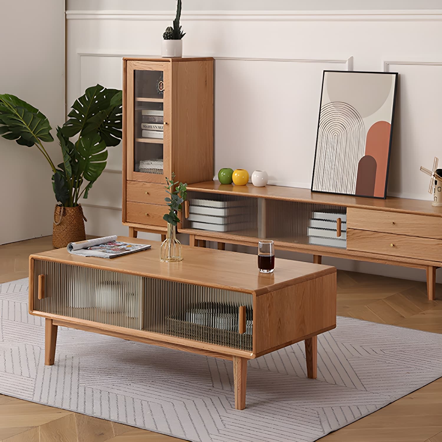 Scandinavian TV Stand with Low Height and the Cabinet Storage - image 5
