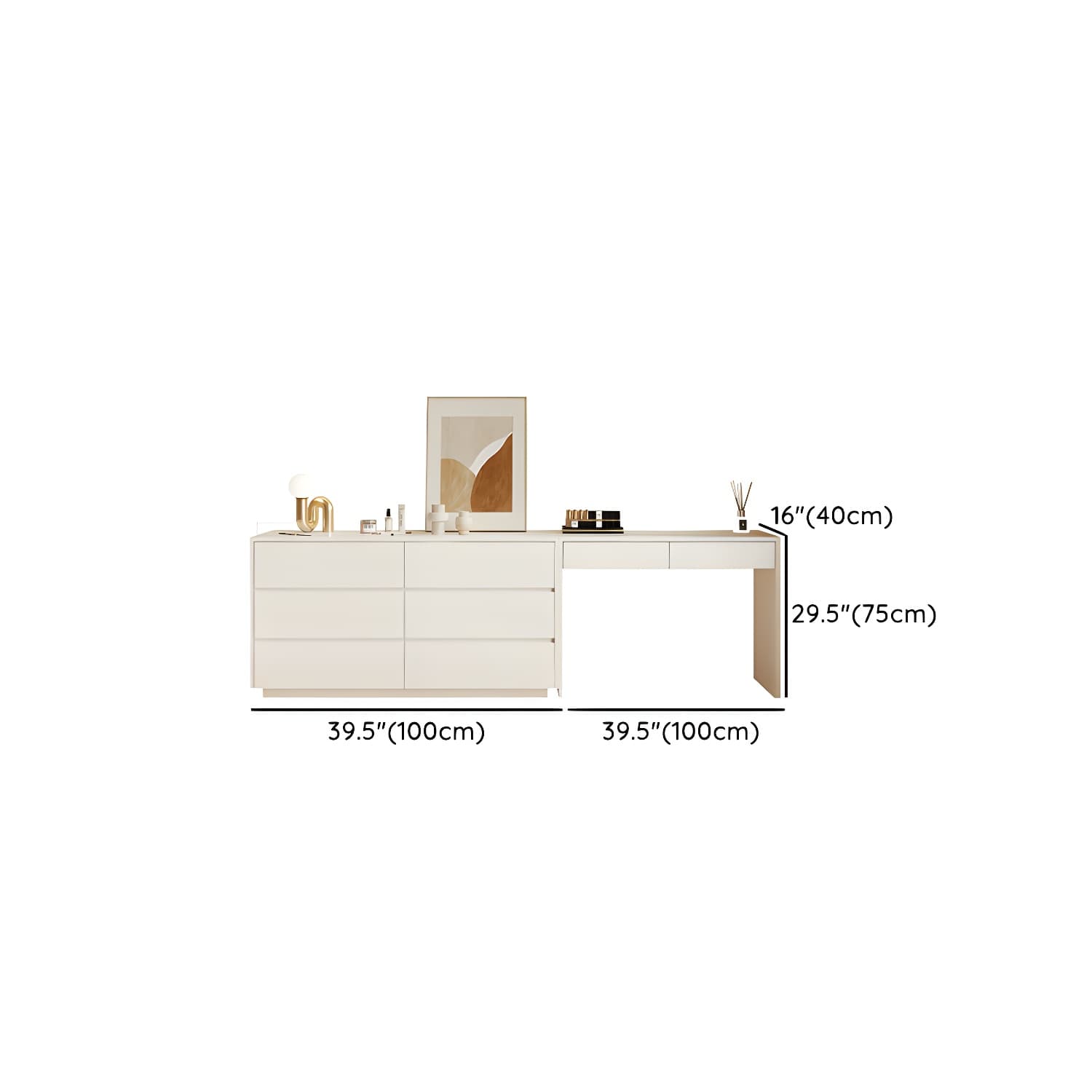 Modern Wood Vanity with Drawers, Large Size, Soft Close Glides, 40cm Width, 75cm Height - image 12