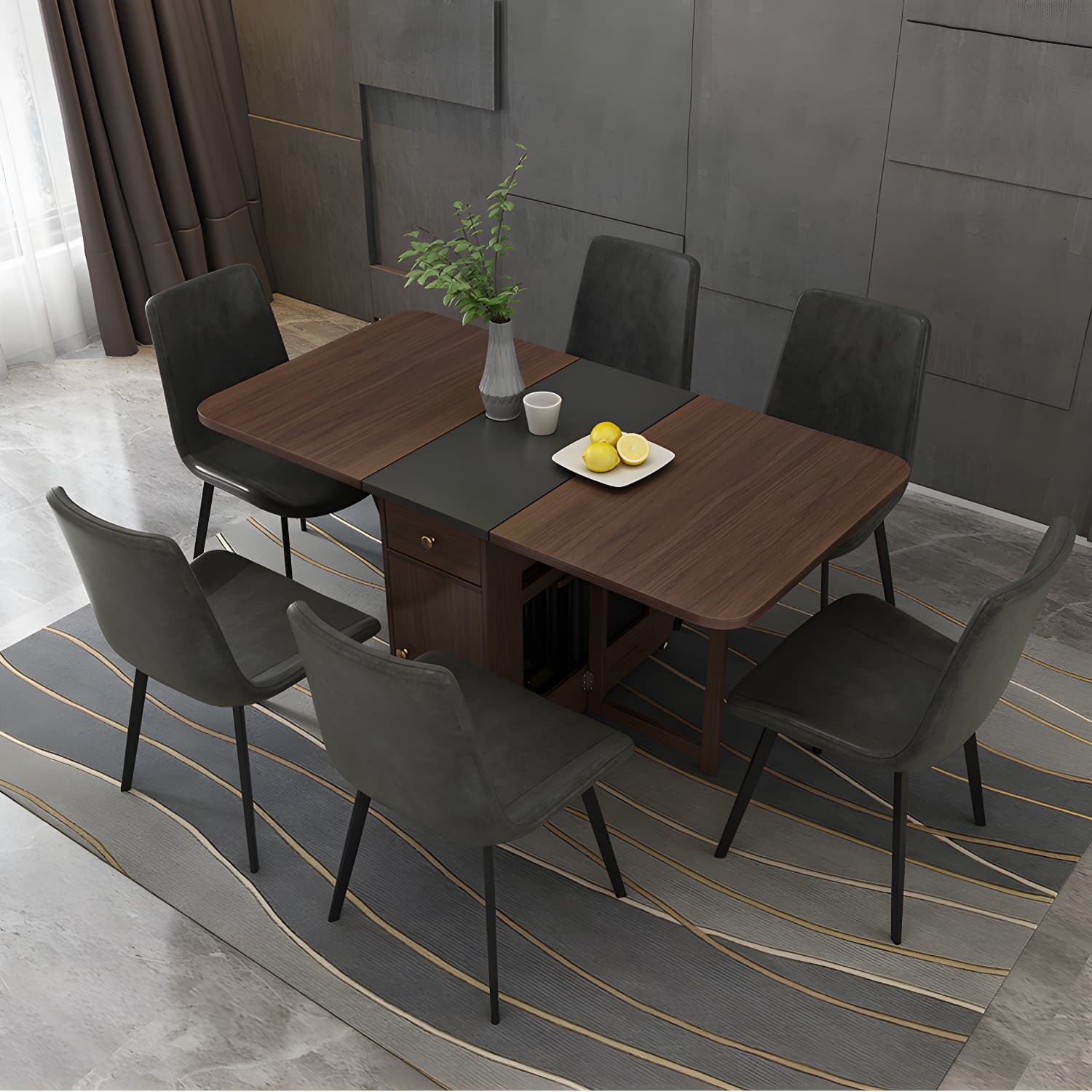 3/5/7 Pieces Modern Folding Solid Wood Multi Purpose Dining Set for Home - image 15