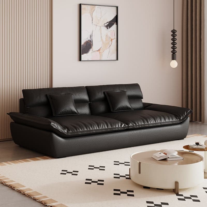 Modern Solid Color Scratch-defiant Standard Sofa in Light Gray/Taupe/Citrus Color, 3-seater with 2 Pillows