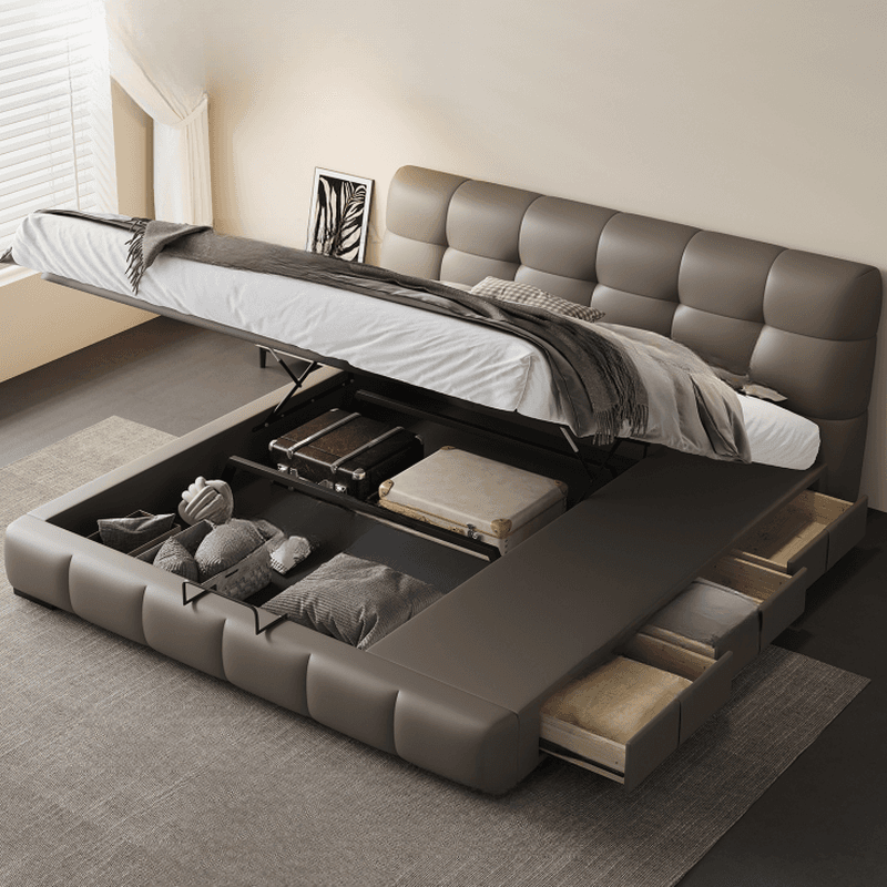 Grey Solid Color Storage Included/Panel Bed for Bedroom - image 4