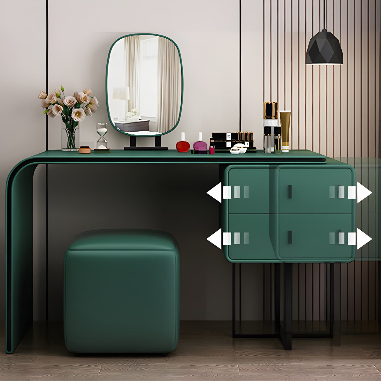 Glam Vanity Dressing Table Bedroom Makeup Counter with Makeup Table and Stool - image 8