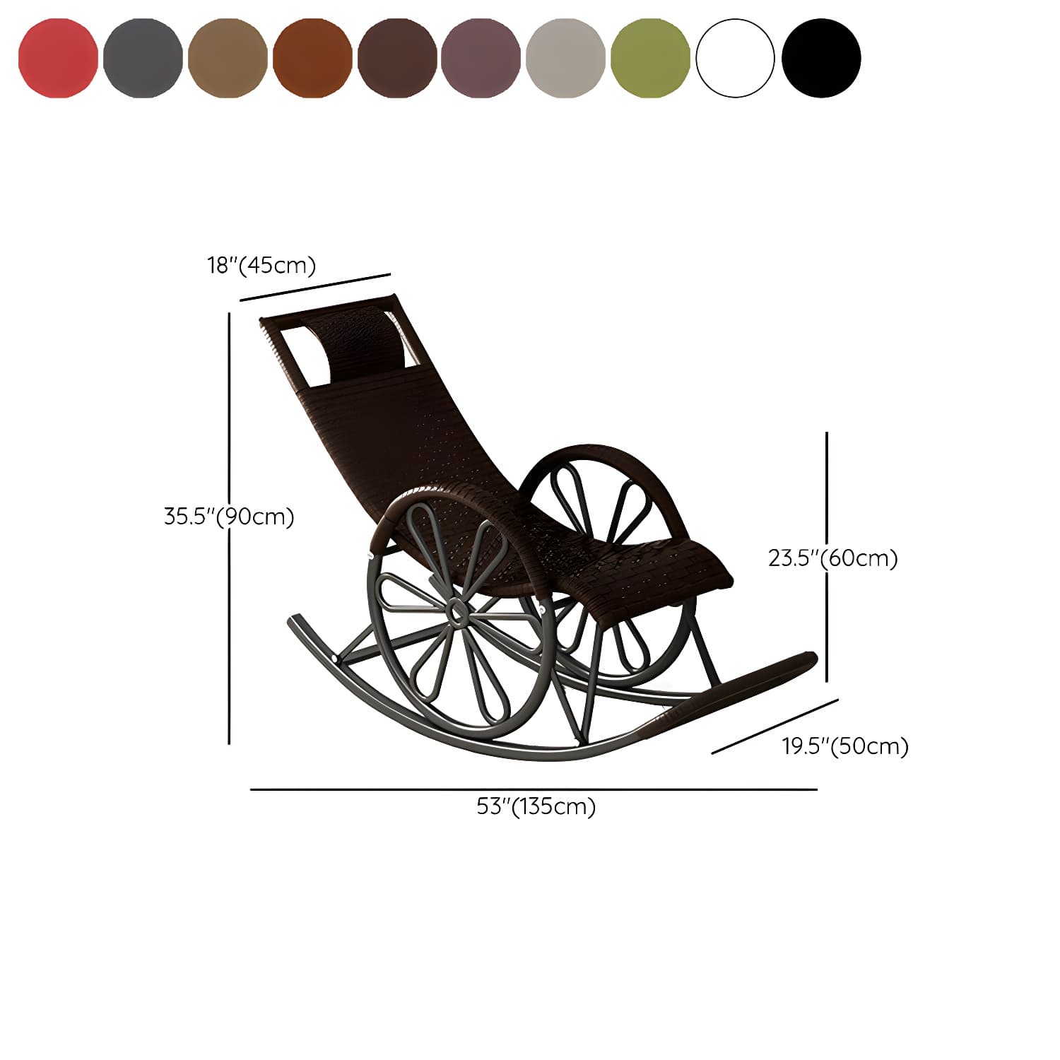 Rattan Modern Rocking Chair Woven Rope Rocker Chair in Black - image 13