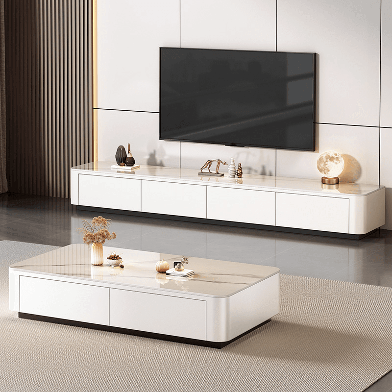 Deco Stone Rectangular TV Stand with Enclosed Storage & 4-Drawer/3 Drawers Parlor - image 9