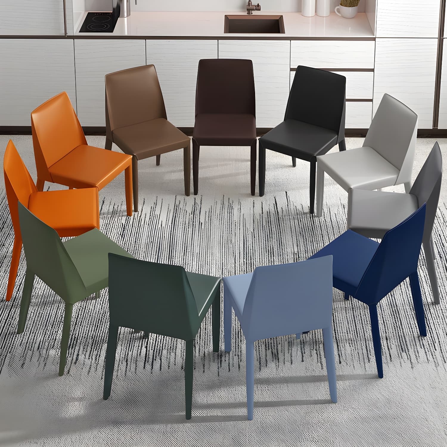 Modern Leather Dining Chair Parsons Furniture with Steel Legs in Matte Finish for Home - image 12
