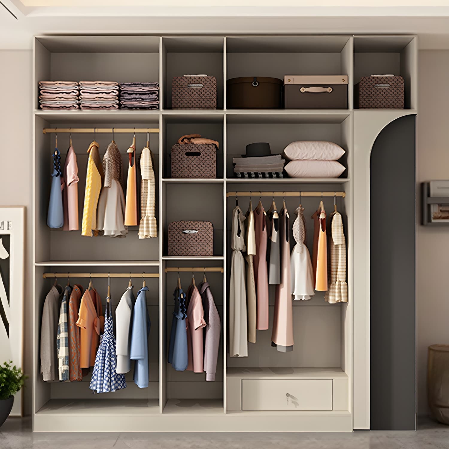 Modern Grey Wood Armoire with Solid Construction and Limited Warranty - image 8