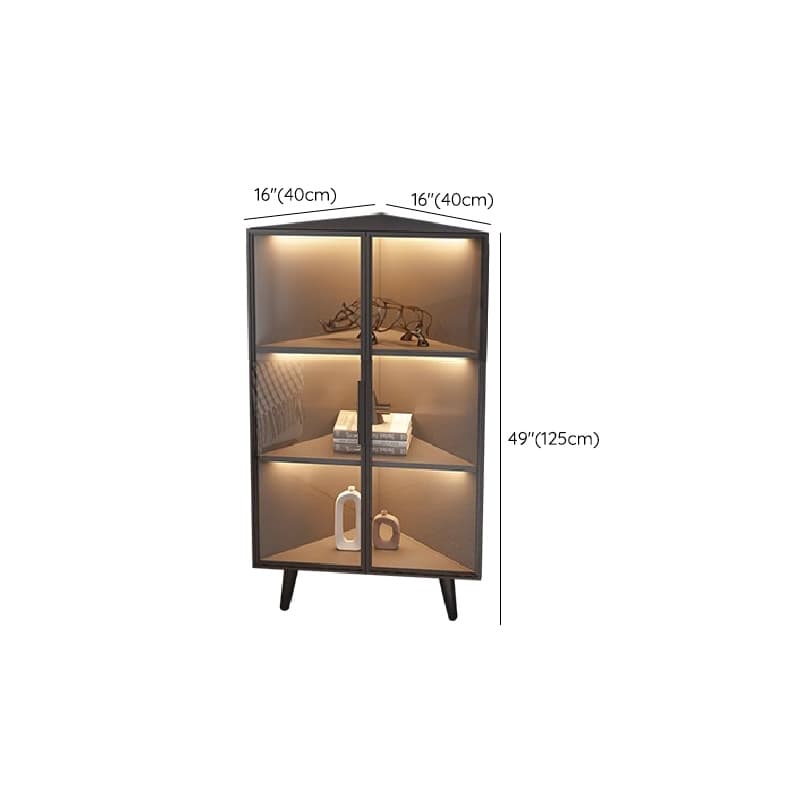Dove Grey Scratch-immune Corner Accent Cabinet with Cabinet, Glass-panel Door, Adjustable Shelving and Handle Bars - image 12