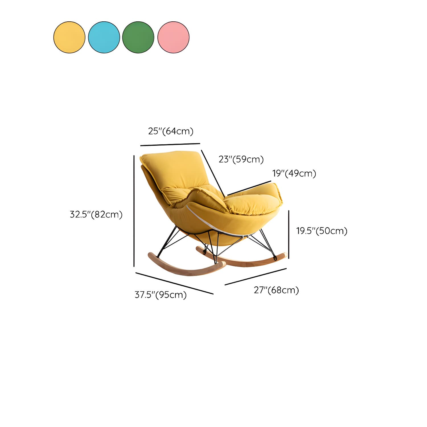 Modern Rocker Chair Upholstered with Dark legs Glider for Living Room - image 31