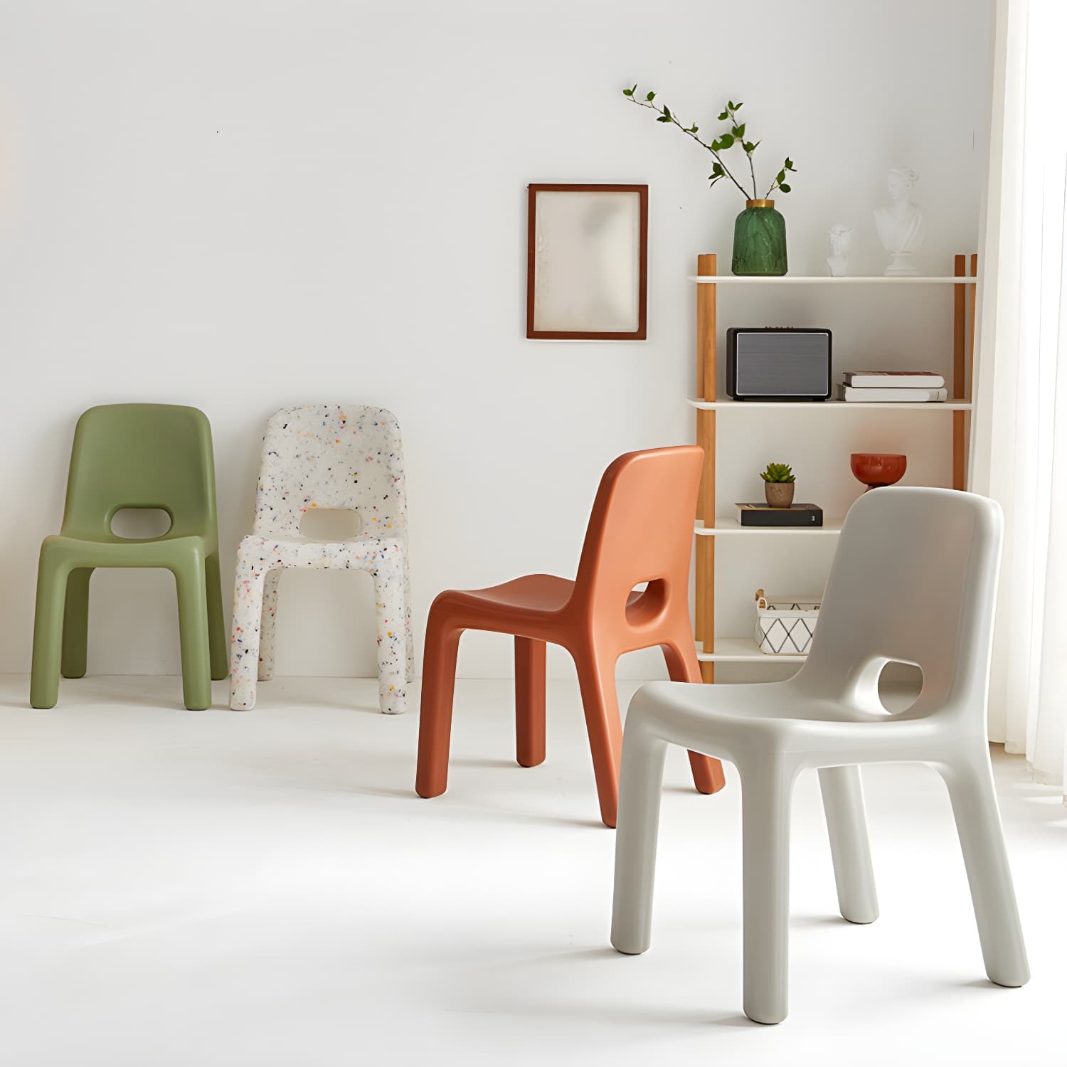 Scandinavian Style Non-Upholstered Low Back Plastic Side Chair for Kitchen & Dining - image 11