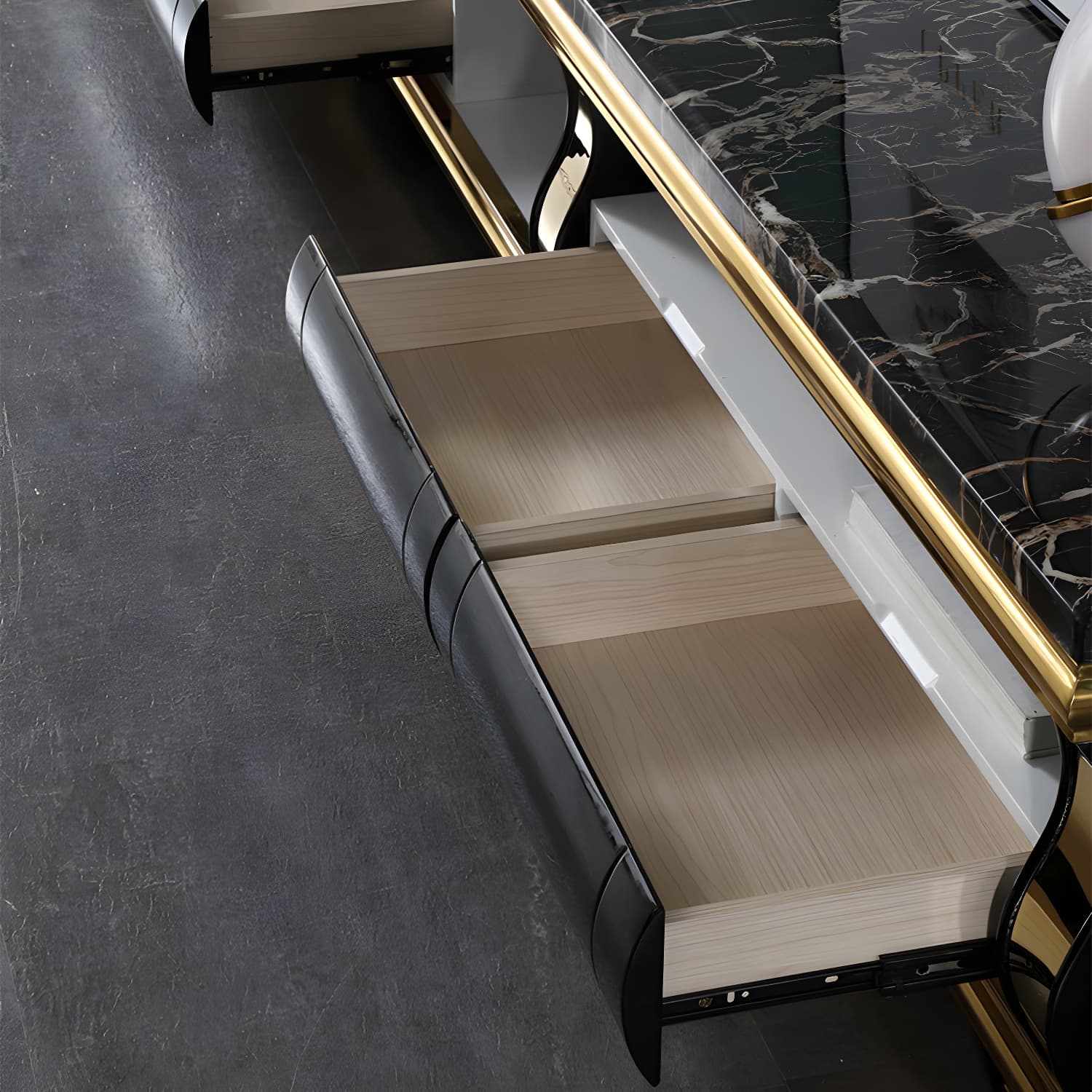 Marble Coffee or End Table with Storage Drawers Rectangle Block - image 7