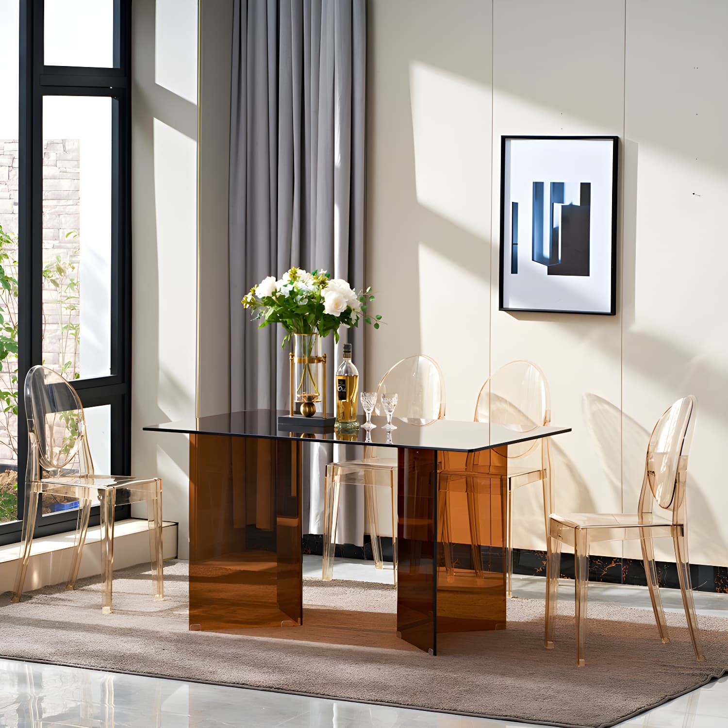 Modern Style Dinner Room Table Glass Dining Table for Home Use - image 5