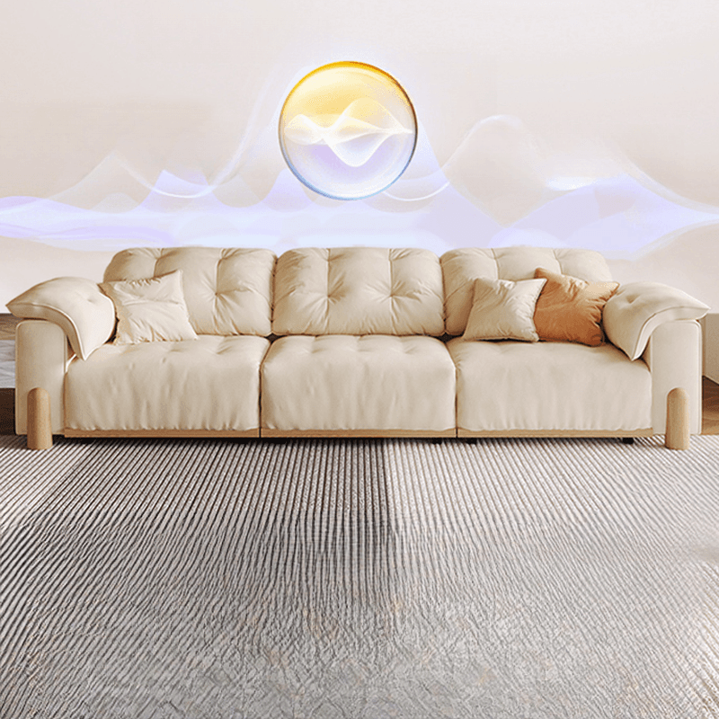 Modish Solid Color Scratch-durable Standard Sofa/Single Sofa in Off-White, Seats 4/2-seater/3 with 2 Pillows - image 3