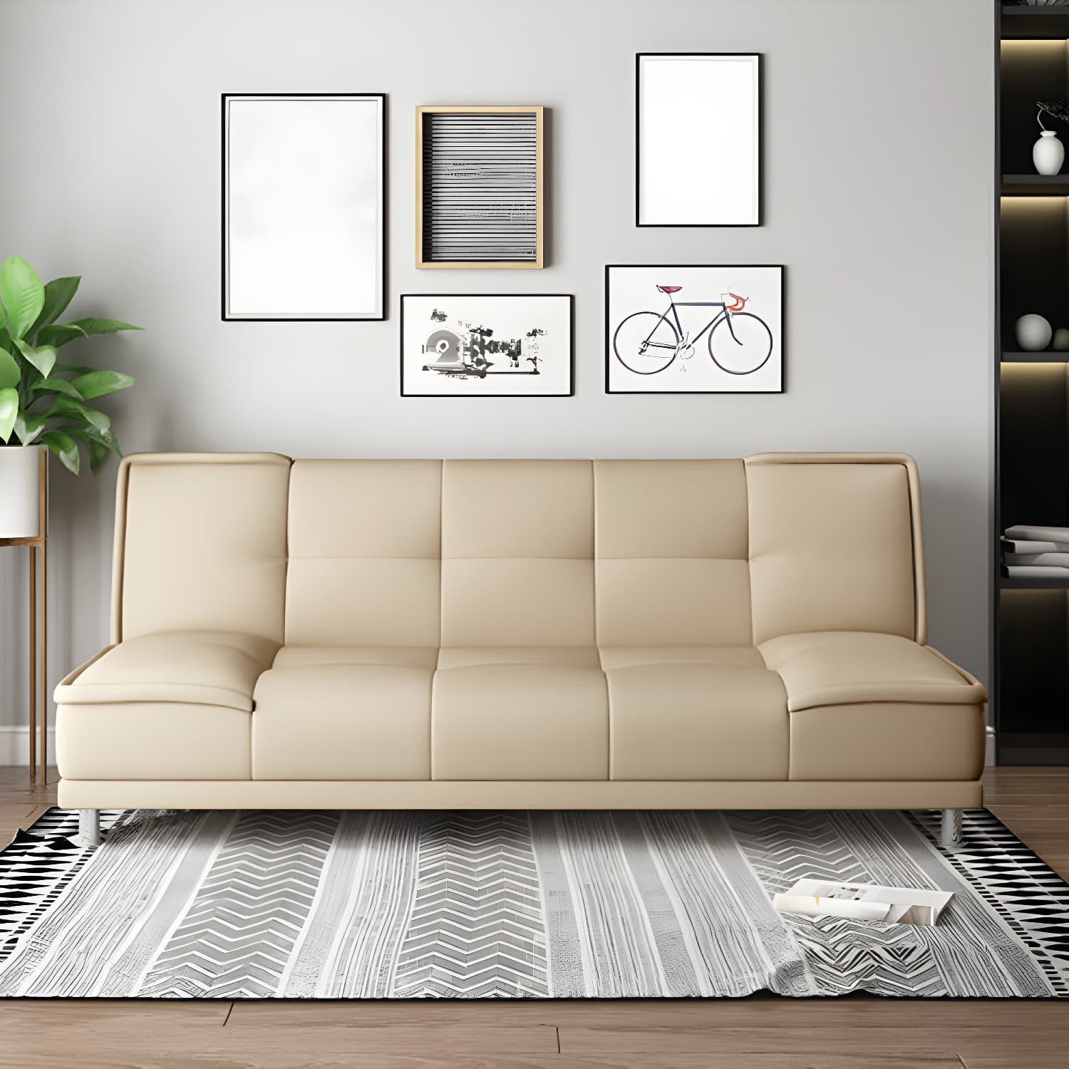 75"Modern Minimalist Armless Foldable Sleeper Leather Settee