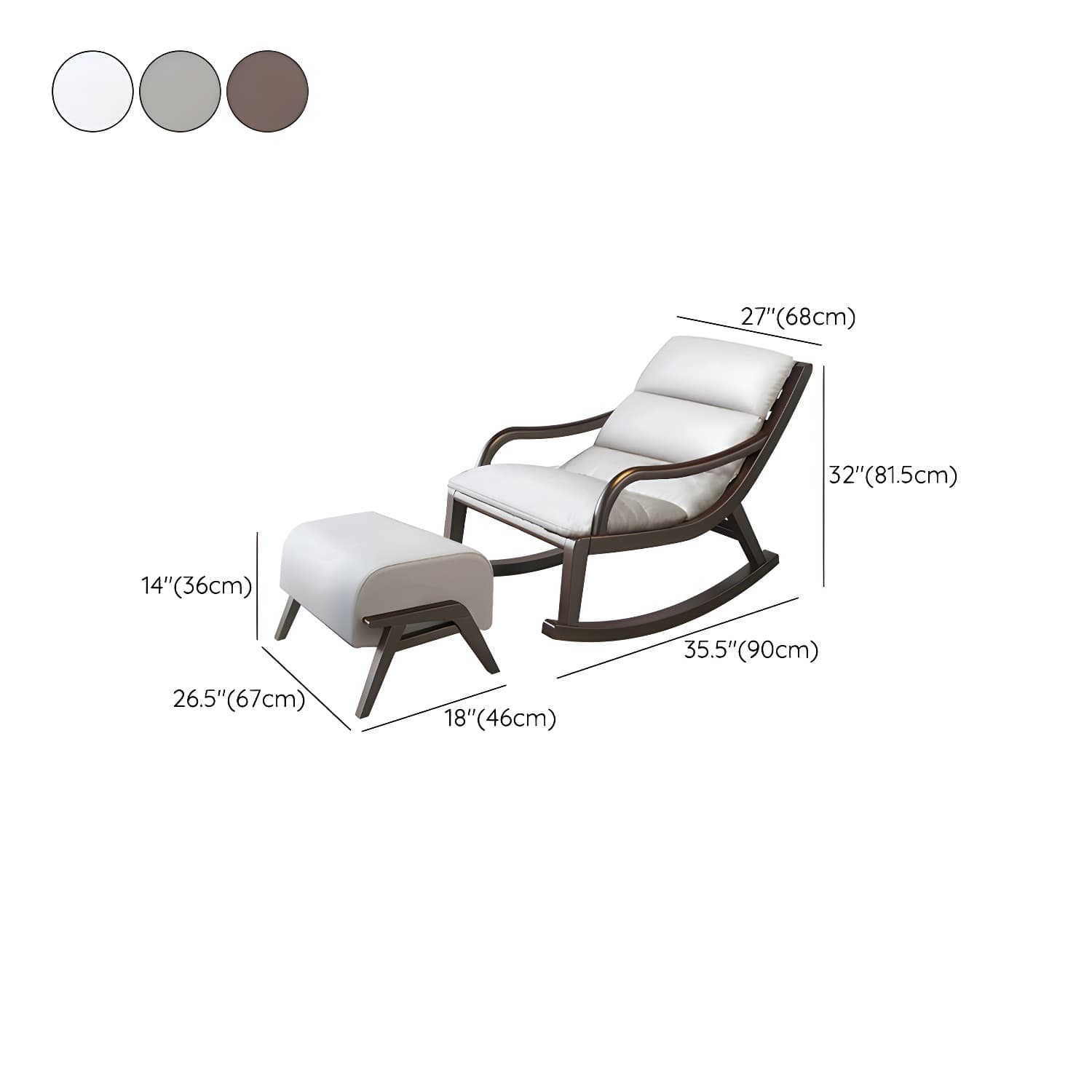 Reclining Solid Wood Living Room with Dark Legs Traditional Rocking Chair - image 21
