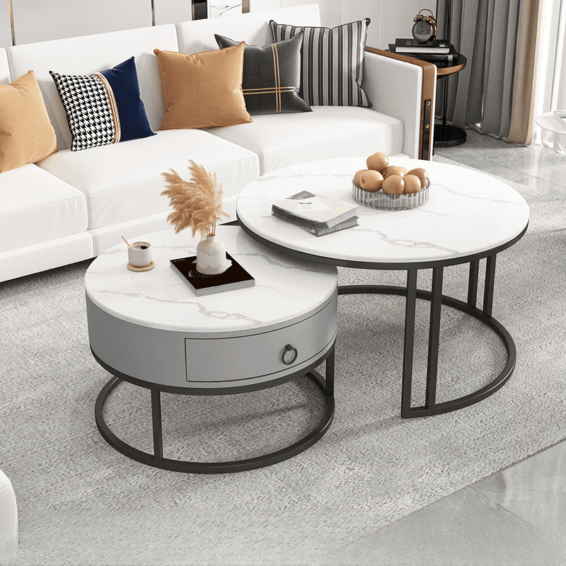 Nested Coffee Table with Rounded Top and Structured Base for Foyer Use - image 8