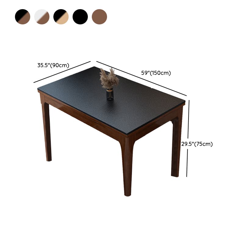 Scandinavian Rectangular Sintered Stone Dining Table Set with Four Legs Fixed Table for 4/2 People in Ink/Chalk - image 13