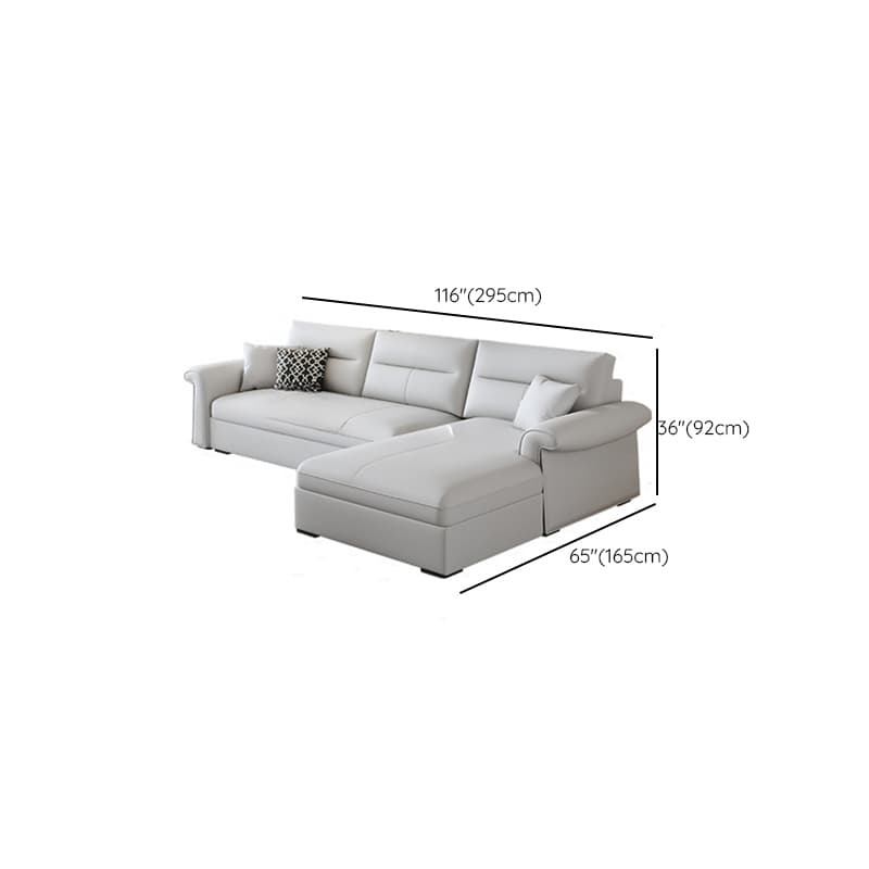 L-Shape/Straight Sofa/Sofa Chaise in Chalk with Under-seat-storage, Right Hand Facing/Horizontal Orientation, and Round Arm - image 12