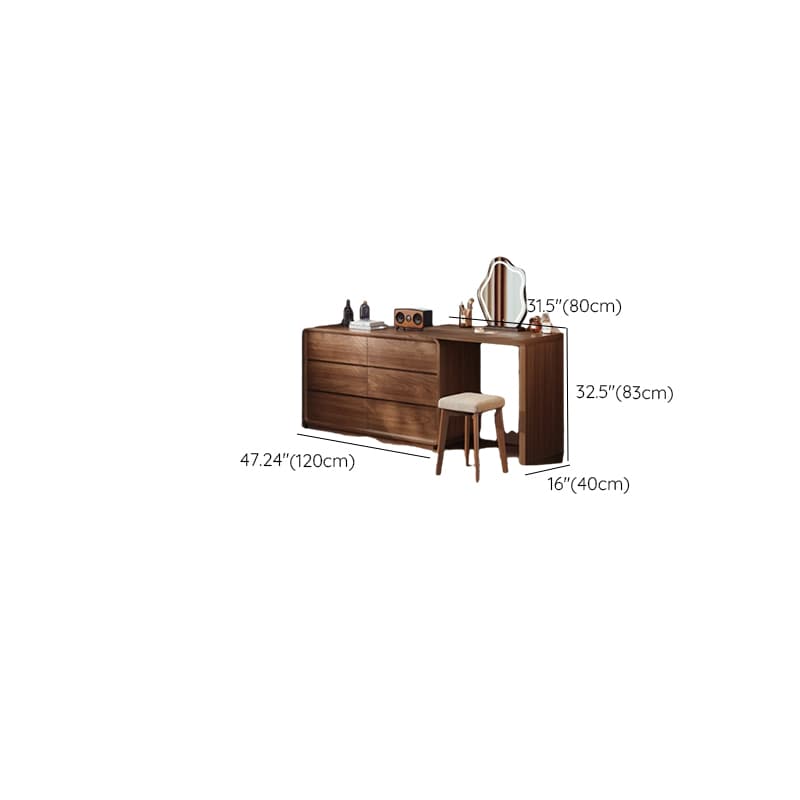 Modish Large/Standard Vanity Set with Natural Wood Table Top, Cream Chair, 3 Drawers/6 Drawers, Light Up Mirror - image 17