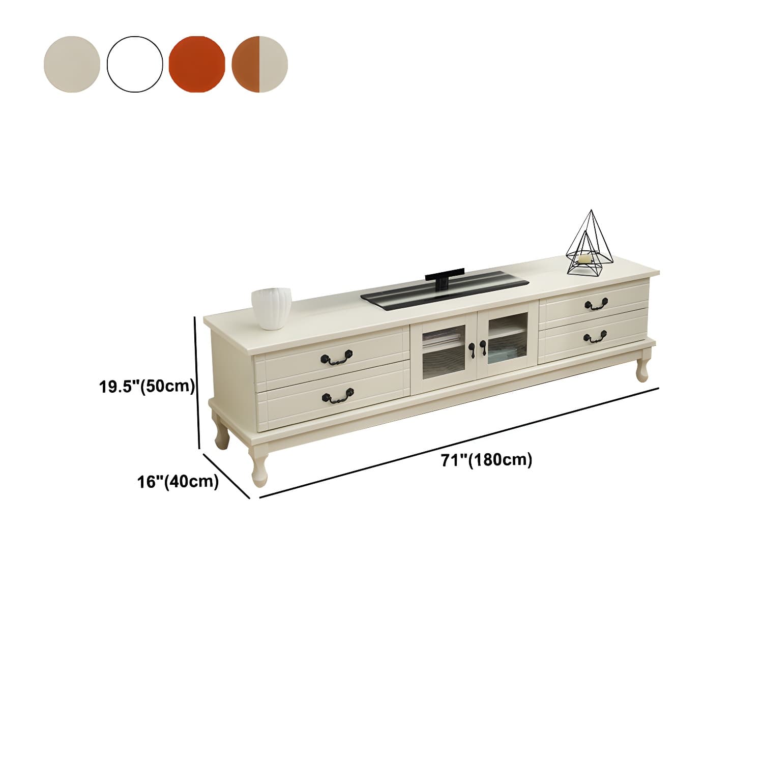 Traditional Solid Wood TV Stand 4-Drawer 19.7" H TV Console with Cabinet - image 17