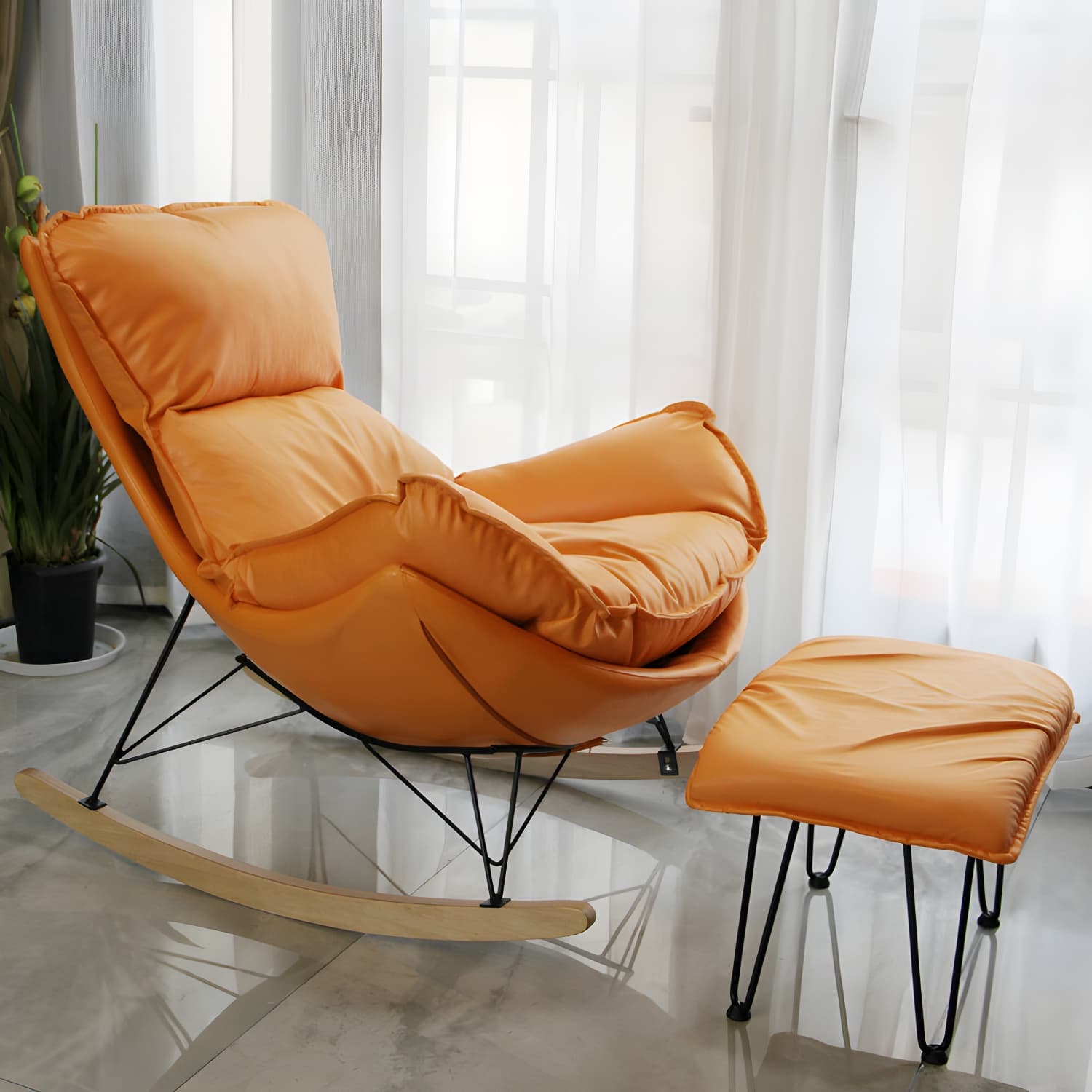 Modern Glider Chair Upholstered Removable Cushions Rocking Chair with Dark Legs - image 11