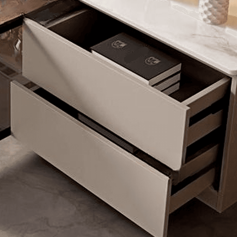 2-Cabinet & 4 Drawers Trendy Sintered Stone TV Stand with Shelf & Cable Management - image 4