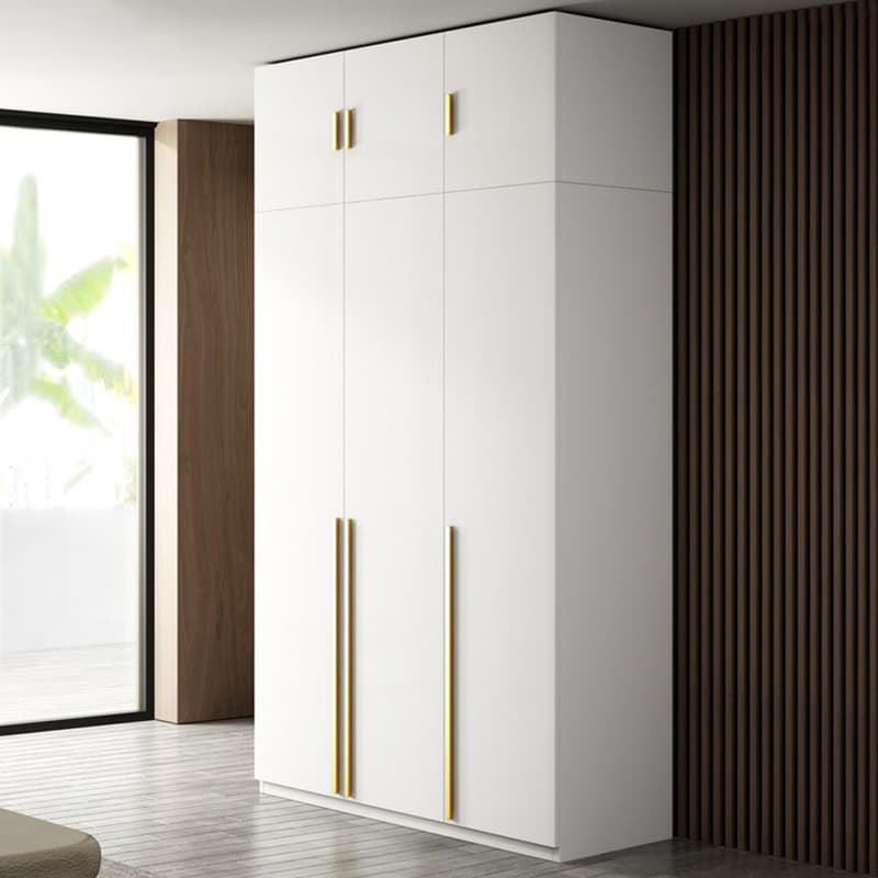 Simple Lumber White Wardrobe Armoire with Interior Shelves & Clothing Rack & Soft Close Drawer & Soft Close Door - image 5