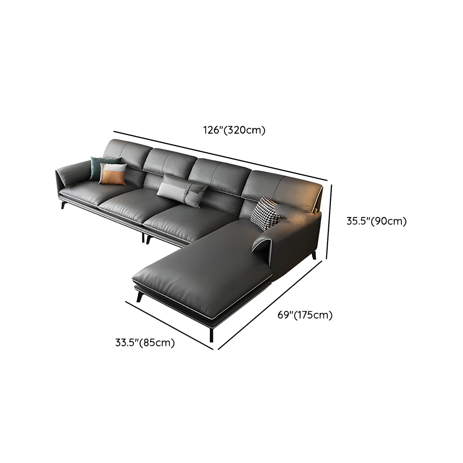 Modern Gray Stationary Sectional Sofa with Wood Frame and Pillow Top Arm - image 19