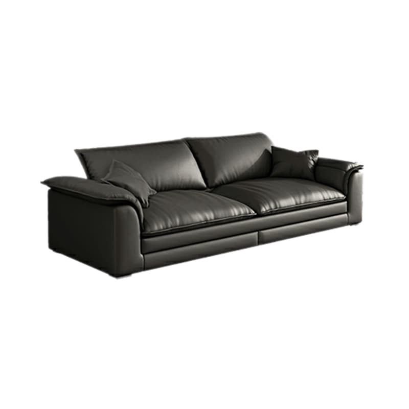 Black Cushion Back 30'' Interface Genuine Leather Sofa Pillow Top Arm - image 10
