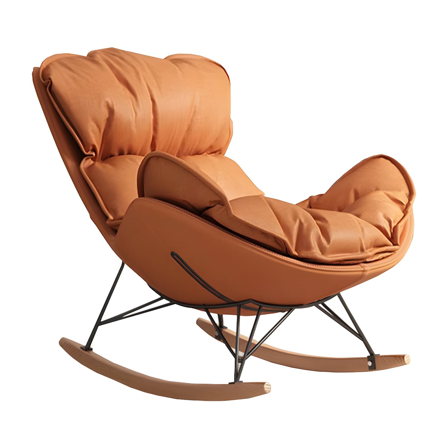 Stylish and Comfortable Modern Upholstered Indoor Rocking Chair with Natural Wood Legs - image 12