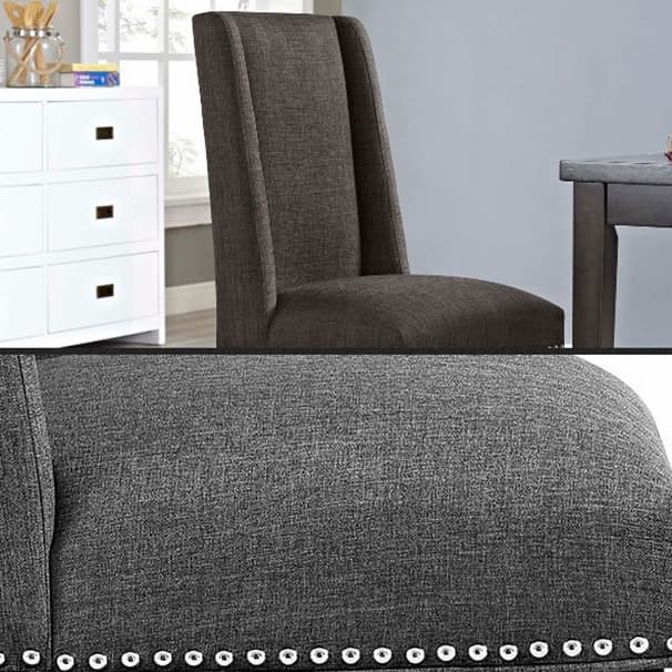 Flannel/Linen/PU Upholstered Stable Framed Armless Chair with Parsons Back and Nailhead Trim for Dinette in a Trendy Style - image 15