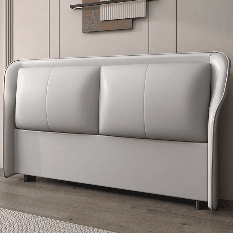 Trendy Wingback Headboard with No Distressing in Natural Wood, Rectangle Shape for Full/Queen Bed with Sponge Upholstery and Standard Height - image 5