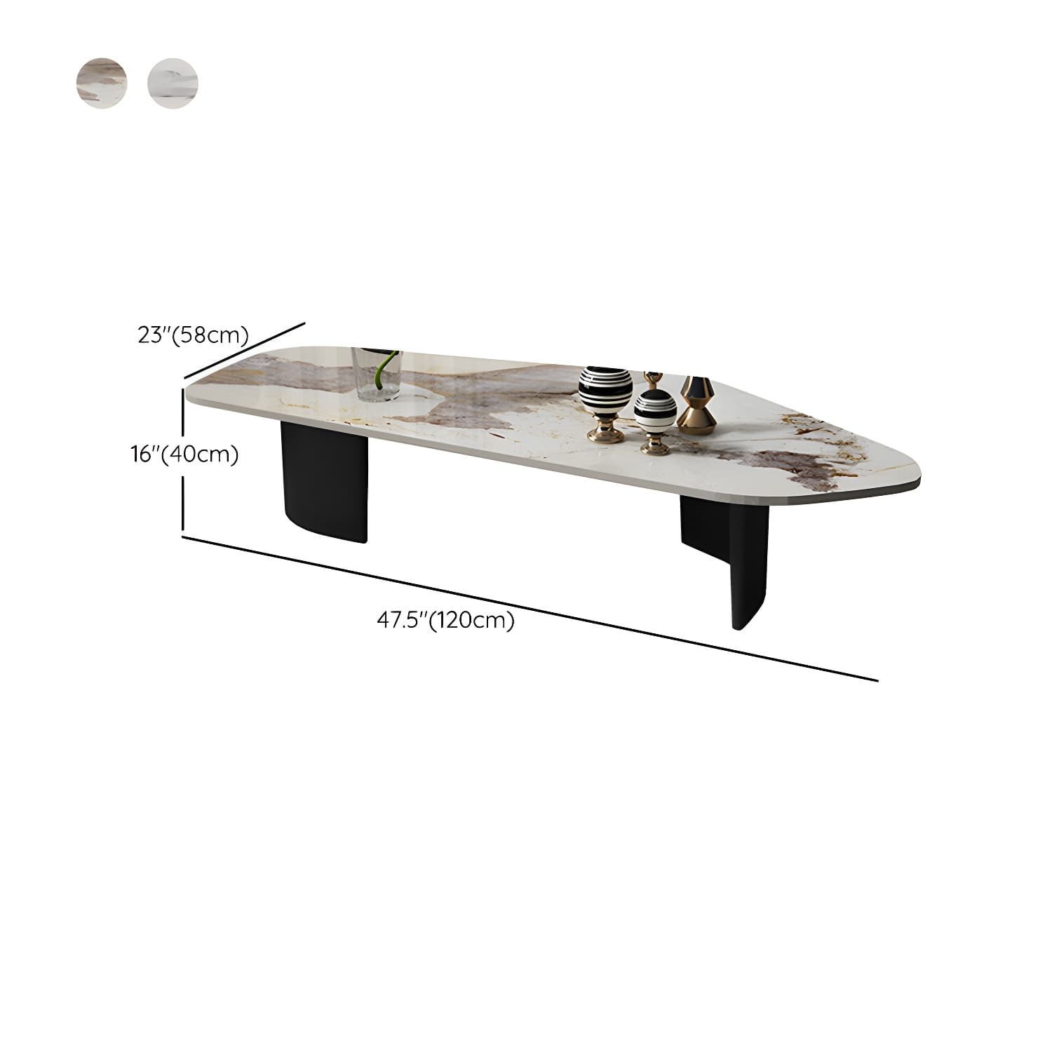 Glam Irregular Slate Top Cocktail Table Sled 15.7" H Coffee Table - image 14