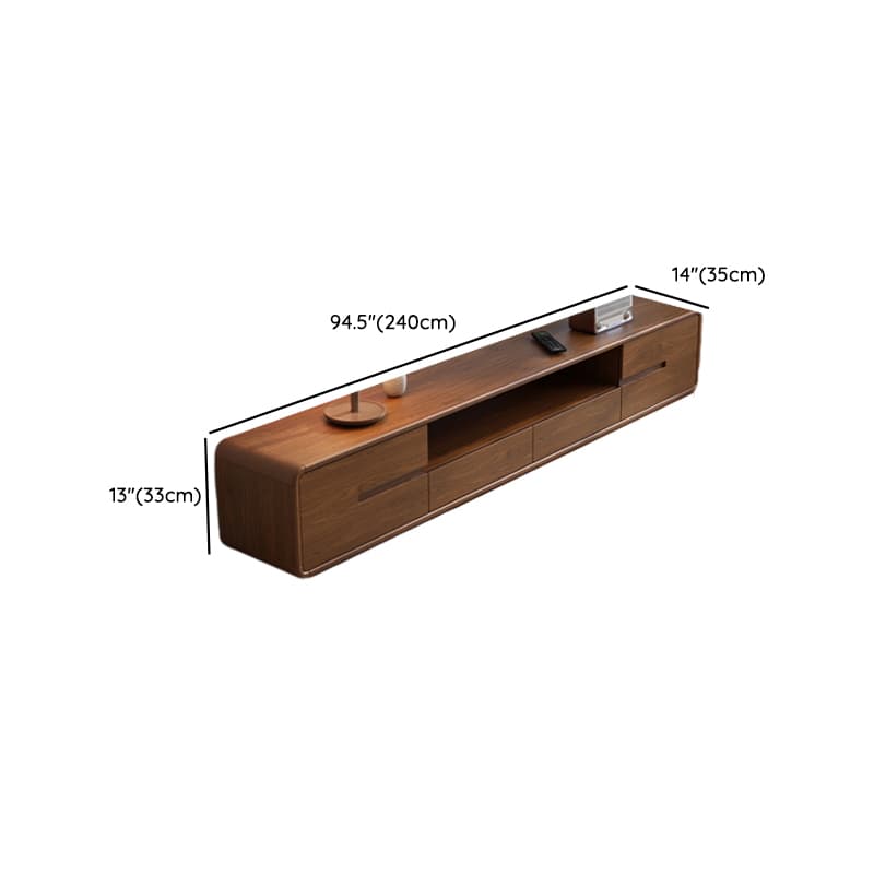 Old School Rectangular Open Shelving Natural Wood TV Stand with Natural Finish and Gate Doors - image 19