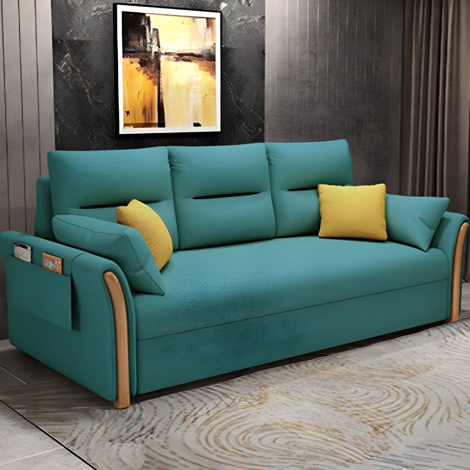 Fabric Sofa Bed Settee Furniture Flared Arm Latex Filled Sofa