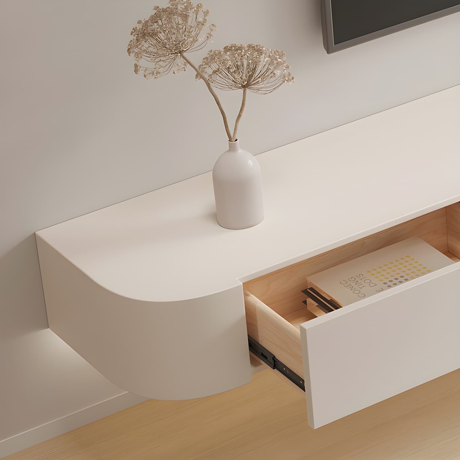 Modern Engineered Wood TV Stand Enclosed Storage Wall-mounted TV Console - image 6