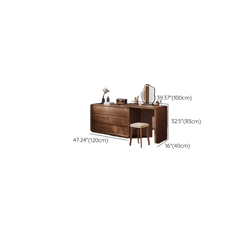 Modish Large/Standard Vanity Set with Natural Wood Table Top, Cream Chair, 3 Drawers/6 Drawers, Light Up Mirror - image 16