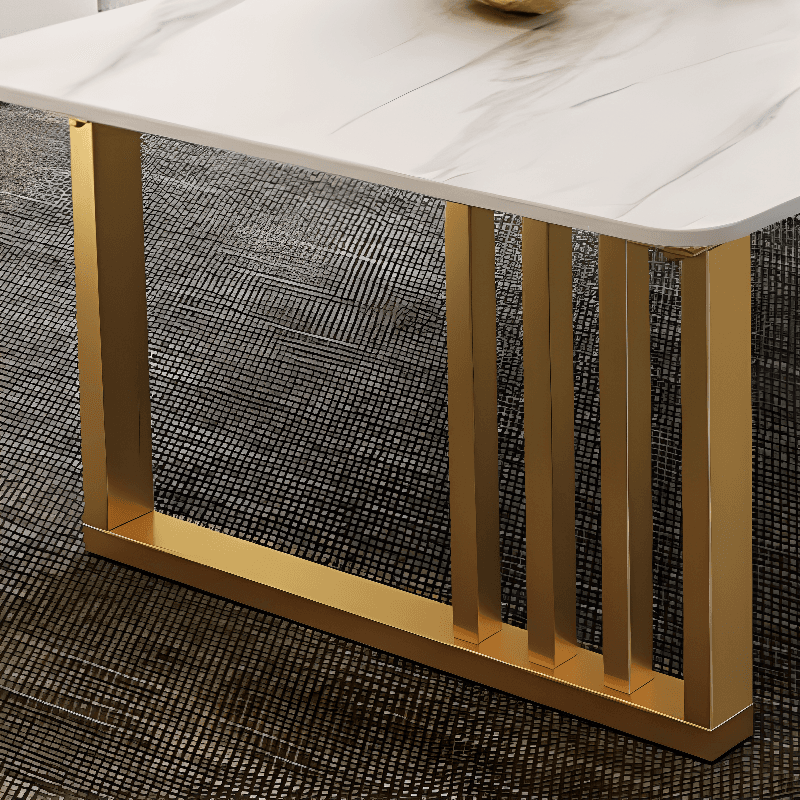 Lavish/Mission Style White Sintered Stone Geometric Figure Single Side Table with Sledge Base - image 4