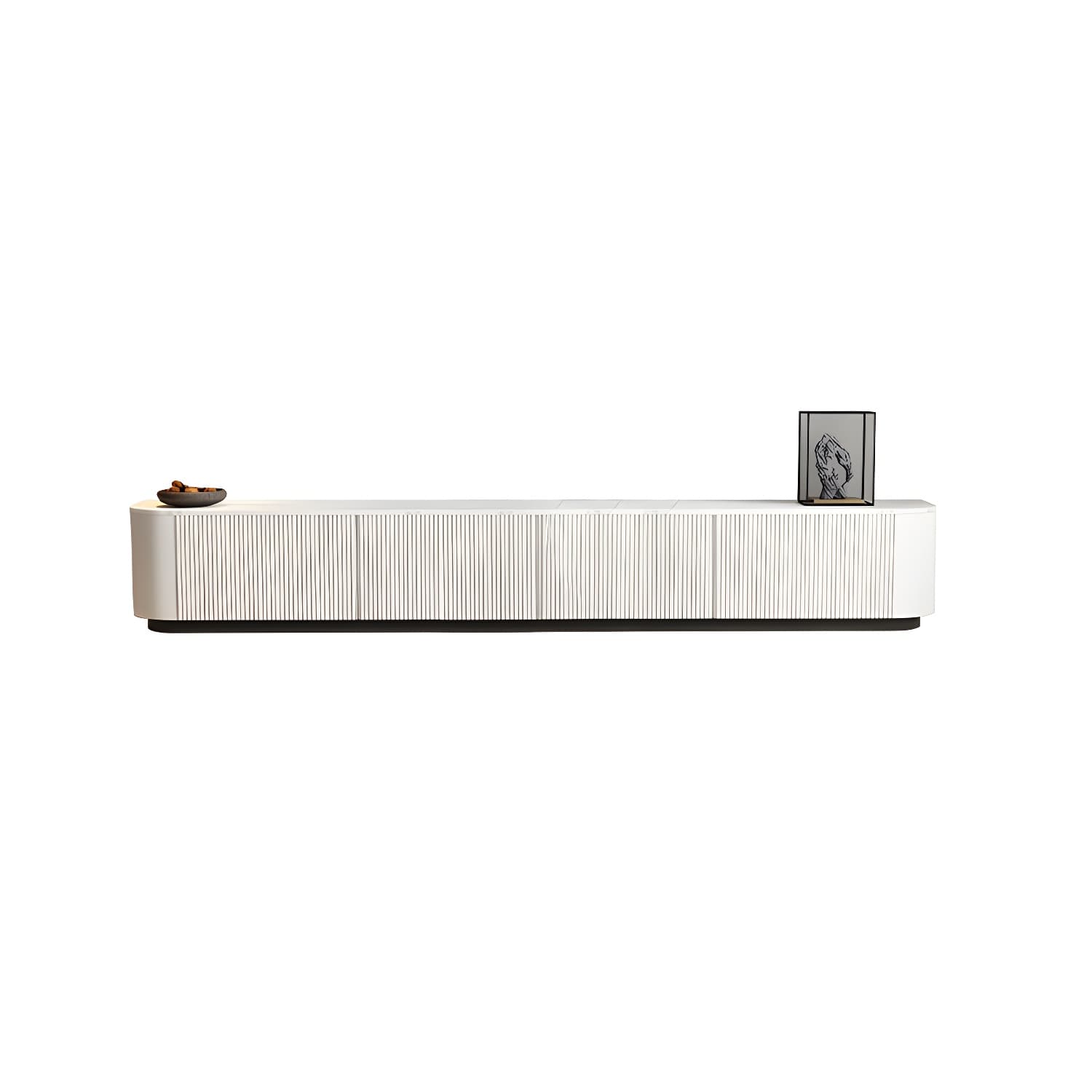 Modern White TV Media Stand 16" W Enclosed Storage Stone TV Stand with Drawers - image 5