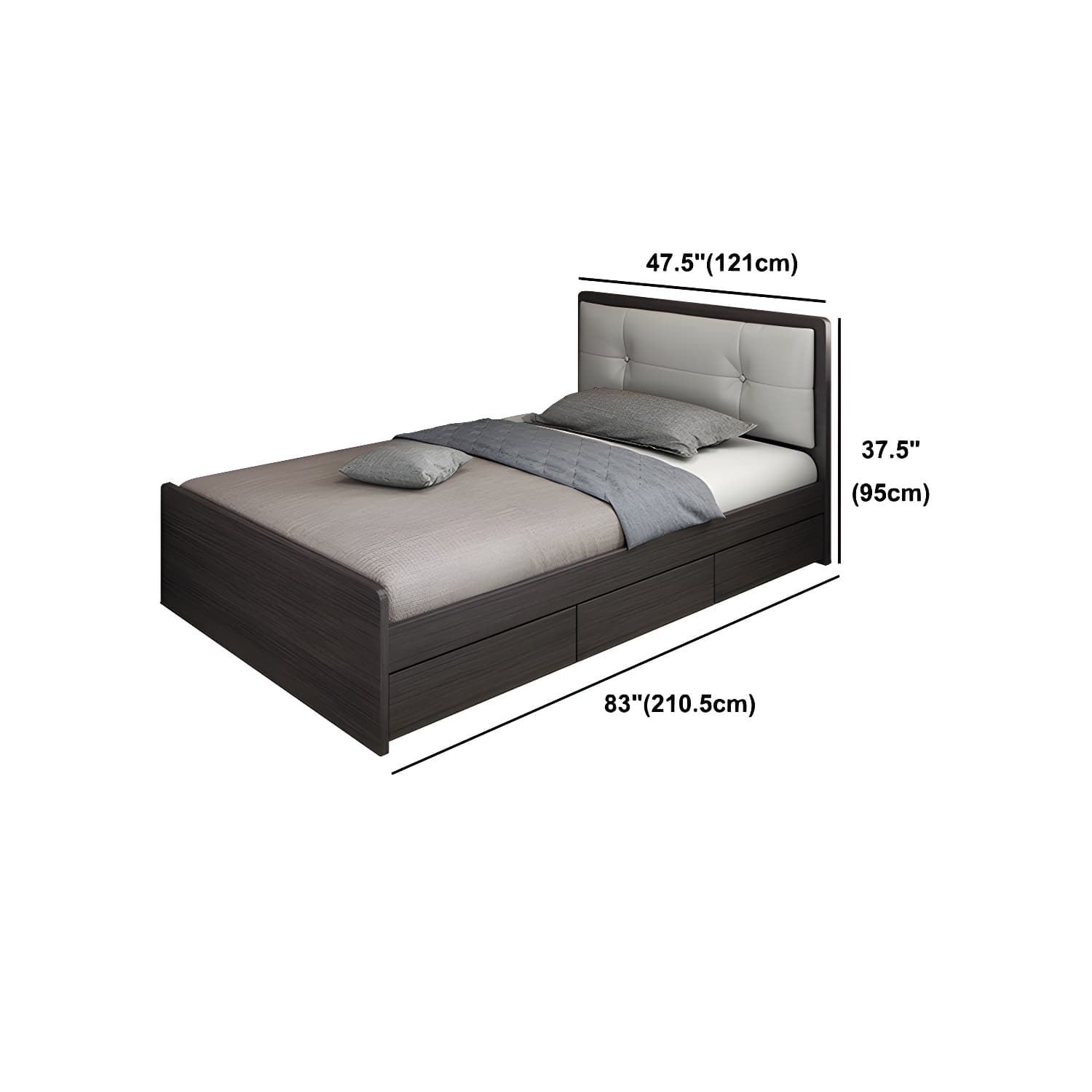 Scandinavian Low Profile Bed with Headboard Upholstered Bed with Drawers - image 19