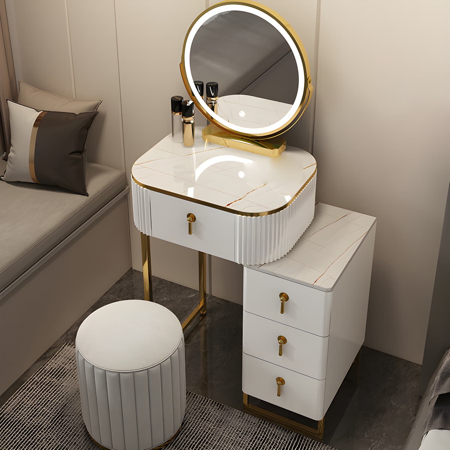 Contemporary Makeup Vanity Desk Table 29.9" H Bedroom Makeup Counter - image 6